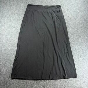 Eileen Fisher Black Maxi Skirt Tencel Lyocell Stretch Elastic Waist L